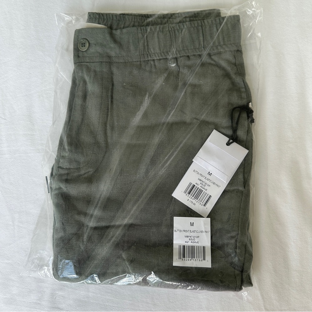 NWT Button Front Elastic Linen Pant - Picture 2 of 3